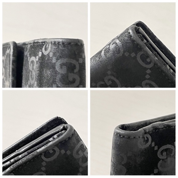 Gucci black monogram embossed suede leather wallet - Picture 5 of 11